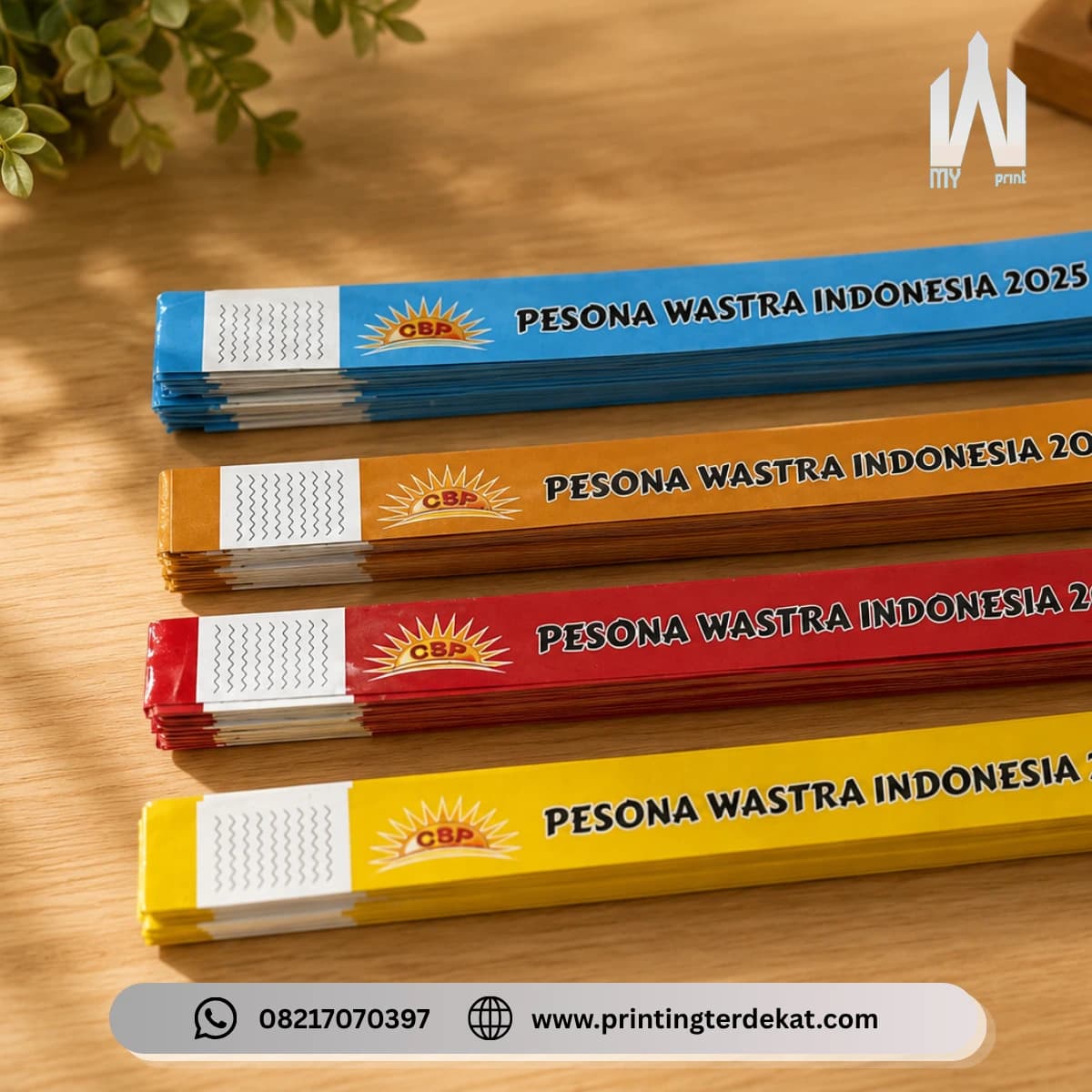 Cetak gelang event untuk seminar dan konser.